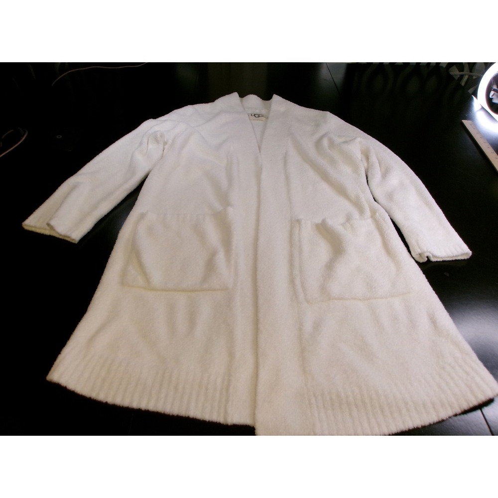 UGG Australia White Plush Fleece Long Cardigan Women's Medium 1144472
